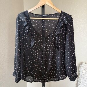 Madewell‎ Ruffled Button-Front Top in Confetti Toss Women's L